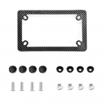 4 L x 7 W Motorcycle License Plate Frame Carbon Fiber License Number Plate Tag Cover Bracket Decoration Motorcycle Accessories A