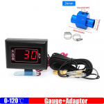 ZMFJH Mini 0-120 Celsiuse kraadi digitaalsed veetemperatuuri m&otilde;&otilde;dikud vilkuva alarmi ja temperatuuri adapteriga 26-40 mm punase LED-iga autole veoautole 12V 24V 26mm Blue
