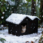 Talvine V&auml;litingimustes Soe Kassimajake Riiuliga Vastupidav Oxfordi Riidest Konstruktsioon, Tuulekindel Disain, V&auml;ikestele T&otilde;ugudele ja Kassidele Without Stand must