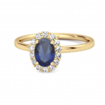 Sinise Safiiri Solitaire Halo Aktsentidega S&otilde;rmus - 925 Sterling H&otilde;be Kuldne Vermail 7 kollane