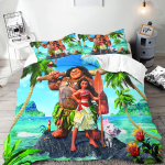 Moana tekikate komplekt Tekk Voodipesu 3D Laste voodipesu komplekt 3-osaline 1 tekikate Kuninga suurus AU Single(140*210cm)3pcs
