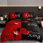 Armastajate tekikatted t&auml;iskasvanutele Kerge tekkikate King ja Queen S&otilde;brap&auml;eva kingitused Voodipesukomplekt Magamistoa sisustus Ilma tekita AU Single(140*210cm)3pcs red