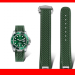20mm Kummist Silikoonist Kellarihm Sobib Omega Seamaster 300 AT150 jaoks Rolex must roheline veekollane kellarihm Kokkupandav pandla 20mm