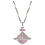 Vivienne Westwood Mayfair Suur Orb Saturn 3D Teemantkujundusega Kaelakee Naiste kaelakee Roodium Hele-Roosa-Kristall 630203EE-02W190 Basic Packaging-Dust Bag+Box