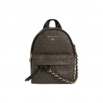 Michael Kors MK Slater Monogram Vintage V&auml;rviplokk Punutud Kett PVC Seljakott Mini Naiste seljakott Pruun Must 30T0G04B0B-BROWN-BLK Basic Set (Bag+Dust Bag)