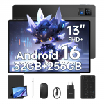 DOOGEE U13 VIP Android 16 Tahvelarvuti 13 tolli, 32 GB + 256 GB / 2 TB M&auml;ngutahvelarvuti, 11000 mAh Tahvelarvuti klaviatuuri/pliiatsi/hiirega, Nelja k&otilde;lariga tahvelarvuti must