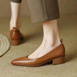 Uue stiili naiste kingad Terava ninaga Paksude kontsadega Kevad S&uuml;gis Kontori Daami Kleit Pehme Nahk Moodsad Elegantne Kingad Naiste Kingad 39 aprikoosi