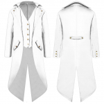 Vintage Steampunk Noble Palace Tuxedo meestele Renaissance Gothic Halloweeni jope Keskaegne mantel Cosplay kost&uuml;&uuml;m XXXXL valge