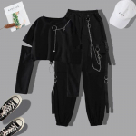 Kevads&uuml;gis naised Harajuku kaubap&uuml;ksid N&auml;gusad lahedad kaheosalised &uuml;likonnakett, pikk varrukas + lintp&uuml;ksid 2XL