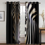 Mustvalge sebra tekstuuriga 3D digitaaltr&uuml;kiga kardin K&ouml;&ouml;gi l&uuml;hike akna paneel Kardinad 2 paneeli Loomakarva tr&uuml;kiga 3D kardinad 85W200H(CM)x2Panel&Hook lilla