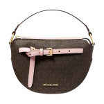MICHAEL KORS Emilia punutud s&uuml;dame logotr&uuml;kiga l&otilde;uendist crossbody &otilde;lakott-tote keskmine naiste pruun ja roosa pruun