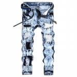 Meeste Hole Patch Spell Color Pants Sirged p&uuml;ksid 28 helesinine v&auml;rv