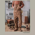Meeste Vintage T&ouml;&ouml;riided Puuvillased L&otilde;dva L&otilde;ikega Cargo P&uuml;ksid Romper Moodsad T&ouml;&ouml;riided Taskutega L&otilde;dvad Kombinesoonid M brown