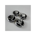 4x 56mm Veljekatted Must Kroom Skoda Octavia Fabia Scala jaoks