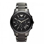 Emporio Armani AR1452 meeste k&auml;ekell Must rihm Must sihverplaat 43mm + karp
