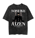 Anime BLEACH T-s&auml;rk Aizen Sousuke Tr&uuml;kitud T-s&auml;rk Meeste Unisex R&otilde;ivad Vintage Pesitud Puuvillane Streetwear &Uuml;legabariidiline &Uuml;mmarguse kaelusega T-s&auml;rgid S mitmev&auml;rviline