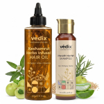 Vedix Keshamrut Juuksehoolduse Komplekt: Keshamrut &Uuml;rdidega Infundeeritud Juukse&otilde;li ja Davath Juuste v&auml;ljalangemise Vastane &Scaron;ampoon (100 ml + 200 ml) beige