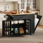Mobiilne k&ouml;&ouml;gisaar kokkupandava t&ouml;&ouml;pinnaga, ratastega k&auml;ru, hoiustamis- ja pr&uuml;gikastikapp, riiul ukse kohal, lukustatavad rattad, 130 &times; 45 (70) &times; 93 cm. 130 x 70 x 93 cm must