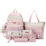 5 tk/komplekt &Uuml;li&otilde;pilase &Uuml;likooli Seljakott Teismelistele T&uuml;drukutele Kawaii Ins Stiilis Koolikoti Kombineeritud Komplekt roosa