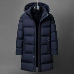 Moodne talvejope meestele udunjope parka meeste valge hane udunjope kraega kapuutsiga soe paks pikk polster XXL black