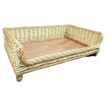 K&otilde;rgendatud rotangist koeravoodi, Hingav lemmikloomadele puhastatav jahutav matt Kohv+padi 56*40cm Wood color bare 46*35cm beige