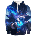 Anime Solo Leveling Kapuutsiga S&auml;rk Meestele Naistele Sung Jin Woo Prindiga Kapuutsiga Dressipluus Manga Vabaaja Pulloverid Streetwear Hip Hop Pullover 6XL blue