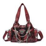 Naiste Retro Leopardimustriga Nahast &Otilde;lakott Metallkaunistusega Suure Mahutavusega K&auml;ekott Eemaldatava Rihmaga Crossbody T&otilde;mblukuga Kott Vabaaja Igap&auml;evane Daamide &Uuml;lemise K&auml;epideme black