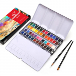 Kaasaskantav 48 v&auml;rvi pigment, tahke akvarellv&auml;rvide komplekt, plekkkarp V&auml;rvikomplekt pintsliga pliiats Vesipaber