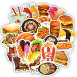 50 tk Kiirtoidujoogi kleebised Multifilm Maitsvad Burger Friikartulid Pizza Magustoidud Dieedi kleebised DIY K&uuml;lmikule S&uuml;learvuti Kohvri Kleebised M&auml;nguasjad Kingitused
