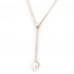 Les Tr&eacute;sors De Lily [C9449] - Collier Argent 'Unique' Blanc argent&eacute; (rhodi&eacute;) - 8x1 cm valge