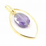 Les Tr&eacute;sors De Lily [H2624] - Pendentif Plaqu&eacute; Or 'Linda' violet dor&eacute; - 35x18 mm lilla