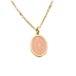 Les Tr&eacute;sors De Lily [R0198] - Collier cr&eacute;ateur acier 'Vierge Marie' rose dor&eacute; - 15x10 mm Heleroosa