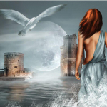 DIY 5D teemantmaal maastik mere&auml;&auml;rne naine kivist mosaiikmustriga teemanttikandid 30x30CM