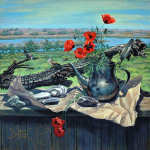 DIY teemanttikandiga maastik Punase lillega 5D teemantmaali ristpistes 30x30CM