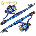 &Otilde;ngeritvarulli reisiteleskoop&otilde;ng 12BB spinningurull Merevee magevee ridva rullide komplekt 2.4M Rod&Reel 3000