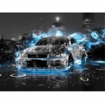 Sportauto isetegemine teemantmosaiiklinna teemantmaaling ristpistes maastik t&auml;is&uuml;mmarguse teemanttikandiga fantaasia 20X30CM