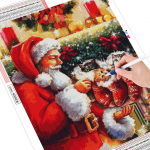 Teemantmaaling J&otilde;uluvana t&auml;isruudukujuline k&auml;sit&ouml;&ouml;komplekt 5D teemanttikandid j&otilde;ulusokid mosaiik kassi n&auml;put&ouml;&ouml; seinakunst Full Round (20X30CM)