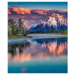 5D DIY Teemantmaal P&auml;ikeseloojangumaastik Ristpistekomplekt Mosaiik Teemanttikandid Roos T&auml;is&uuml;mmargune/ruudukujuline puur Kodukaunistus Round 20x30cm