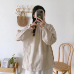 Johnature Linane Lihtne Naiste Topid S&auml;rgid S&uuml;gisene &uuml;hev&auml;rvilised lahtised Pullover Ruffles Varrukad Naiste pluusid One Size lilla