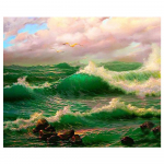 3D-teemanttikandid ristpistes &uuml;mmargused kivimaalingud mere&auml;&auml;rsed lained Full Round 20x25CM