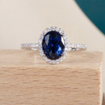 Bella Box klassikaline ovaalse kujuga naiste s&otilde;rmus Sinine v&auml;rv kalliskivid tsirkoon h&otilde;bedane s&otilde;rm pulmakihlus pruudi ehted 6 sinine