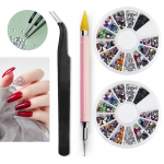 12Gird Box Uus mitmes suuruses k&uuml;&uuml;nte kivid 3D Crystal AB klaas DIY k&uuml;&uuml;nekunsti kaunistused Teemantkivi 3D glitter k&uuml;&uuml;nte ilu