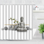 Zen Roheline bambusest Buddha du&scaron;ikardin maastik vesik&uuml;&uuml;nal kivi Lotu taim aiamaastik Veekindel vannitoa kardin 180*200CM
