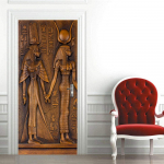 Uksekleebised Egiptuse vaarao DIY Isekleepuvad 3D-ukse seinamaalingud Kooritavad ja kleebitavad Dekoratiivkleebised Magamistoa elutuppa eemaldatav tapeet Total size: 30.3x78.7 inch(77cm x 200cm)