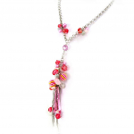 Les Tr&eacute;sors De Lily [R3259] - Disainer pikk kaelakee 'Scarlett' punane roosa h&otilde;be - 50 cm - 22x3 cm punane
