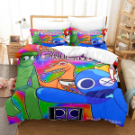 3D Rainbow Friends voodipesukomplektid tekikott koos padjap&uuml;&uuml;riga, kaheinimesevoodi, t&auml;issuuruses kuninganna voodiriided voodipesu US Twin 173x218