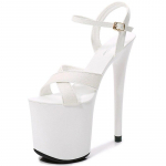 Naiste kingad Sexy Nightclub veekindel platvorm lakknahast peene kontsaga k&otilde;rged naiste sandaalid 20 cm konts 10 cm platvormist LFD 37