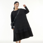 XITAO plisseeritud moodne must vabaajakleit WLD8956 One Size must