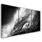 Kolmeosalise pildiga l&otilde;uendiprint Waves Sea Ocean Black White 60x40 hall v&auml;rv