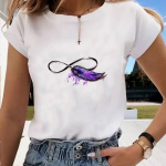 Aasia suuruse ja tr&uuml;kiga graafiline t-s&auml;rk, liblikas stiilis trend 90. aastate vabaajar&otilde;ivad naiste suvine top naiste T-moodne l&uuml;hikeste varrukatega T-s&auml;rk 4XL